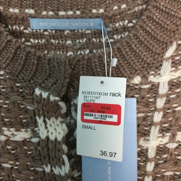 Nordstrom S Small 4 - 6 Sweater Cardigan Taupe Brown Button Front Crewneck NWT - Picture 5 of 7
